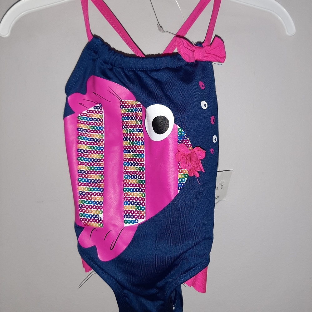 🆕️ Toddler Girls Fish Swimsuit Bathing Suit 12 m